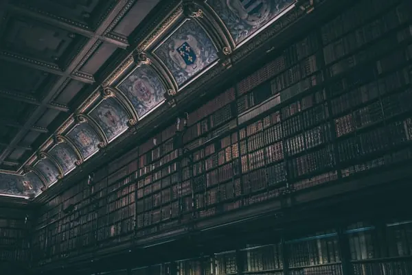 古典圖書館的長廊書牆